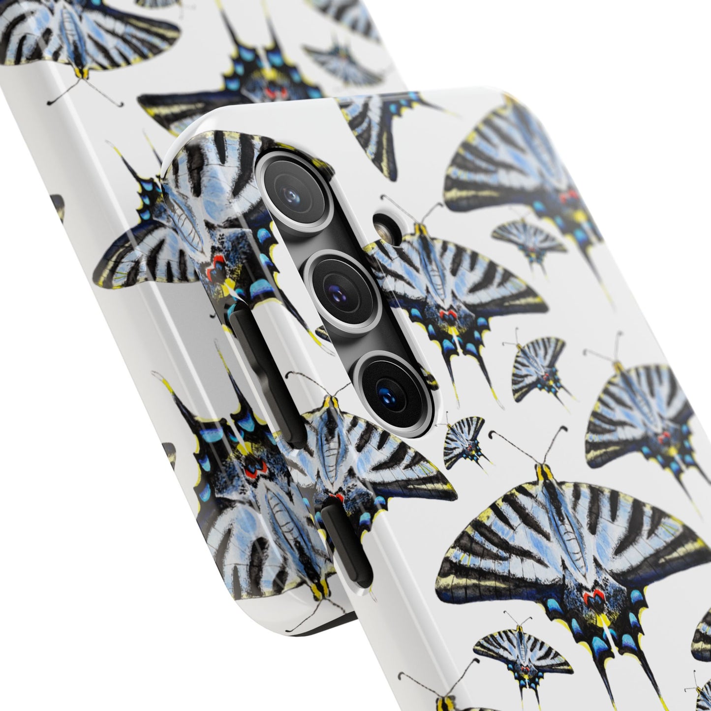 Light Blue Swallowtail Butterflies Watercolor Illustrated Pale Blue Tough Phone Case | Various Models