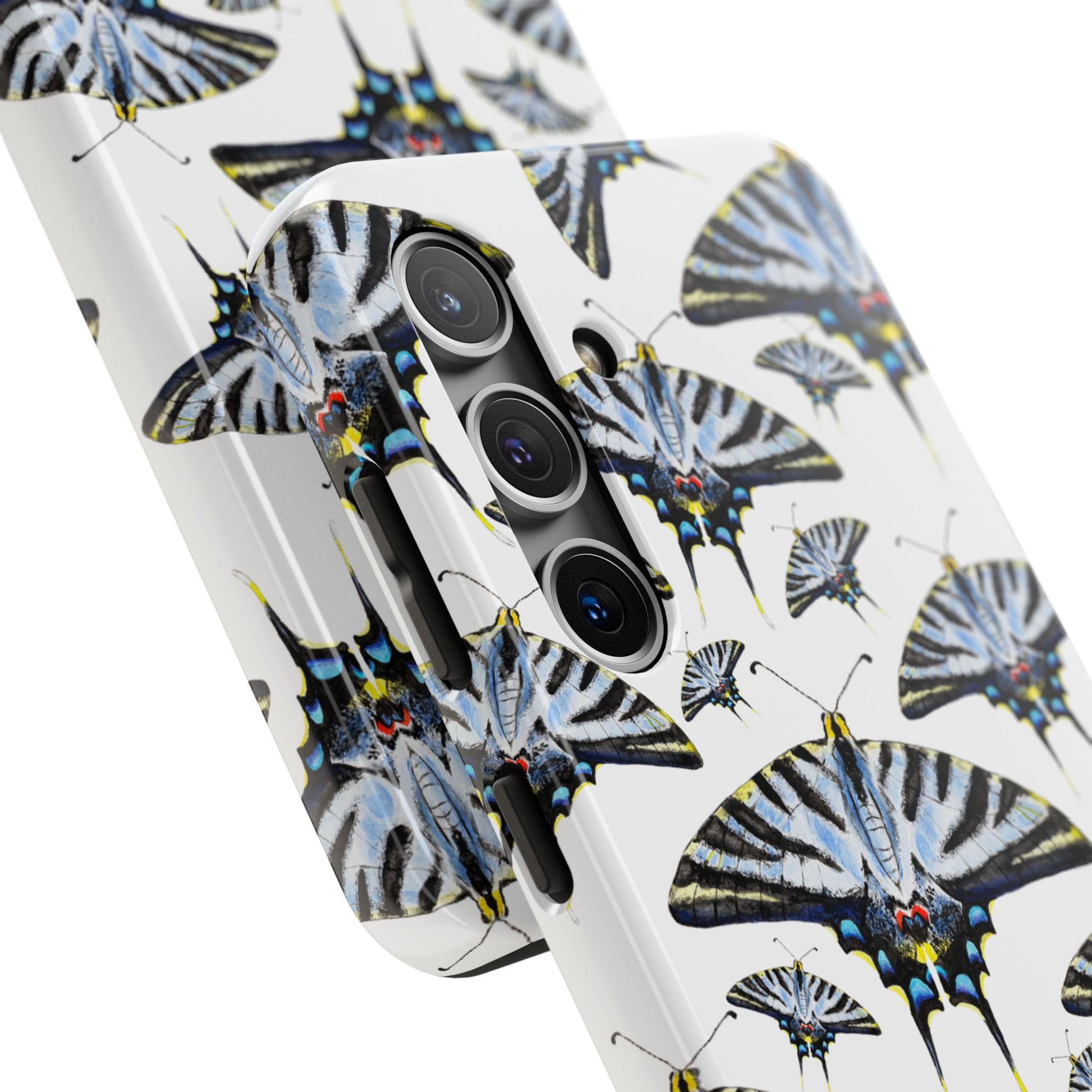 Light Blue Swallowtail Butterflies Watercolor Illustrated Pale Blue Tough Phone Case | Various Models