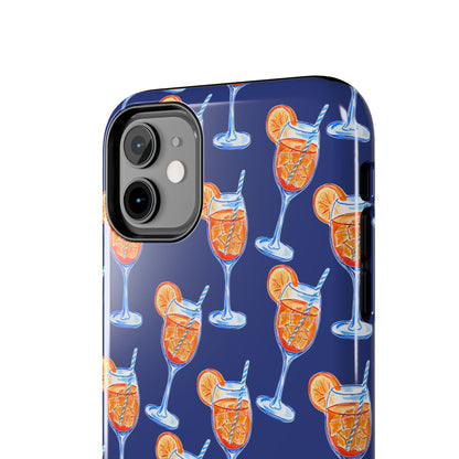 Orange & Blue Aperol Spritz Watercolor Pattern Navy Tough Case | Various Models