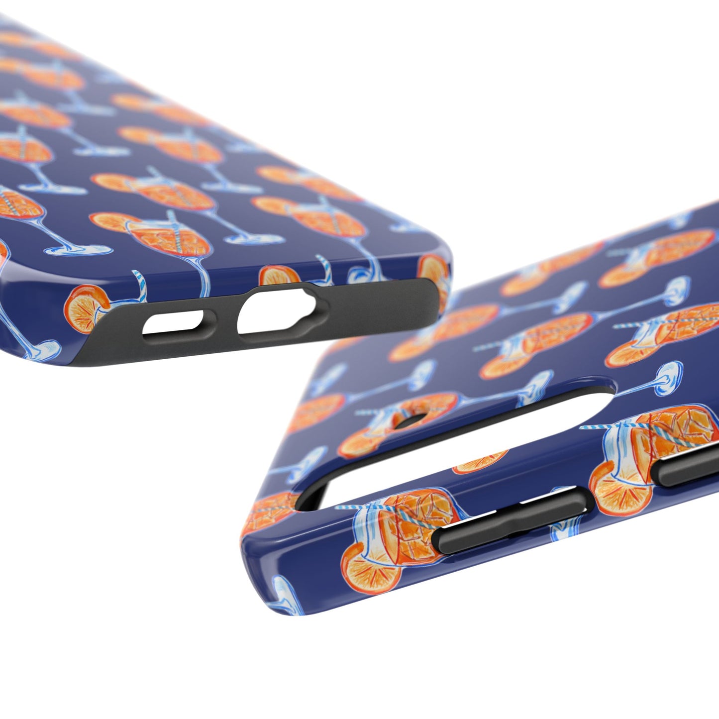 Orange & Blue Aperol Spritz Watercolor Pattern Navy Tough Case | Various Models