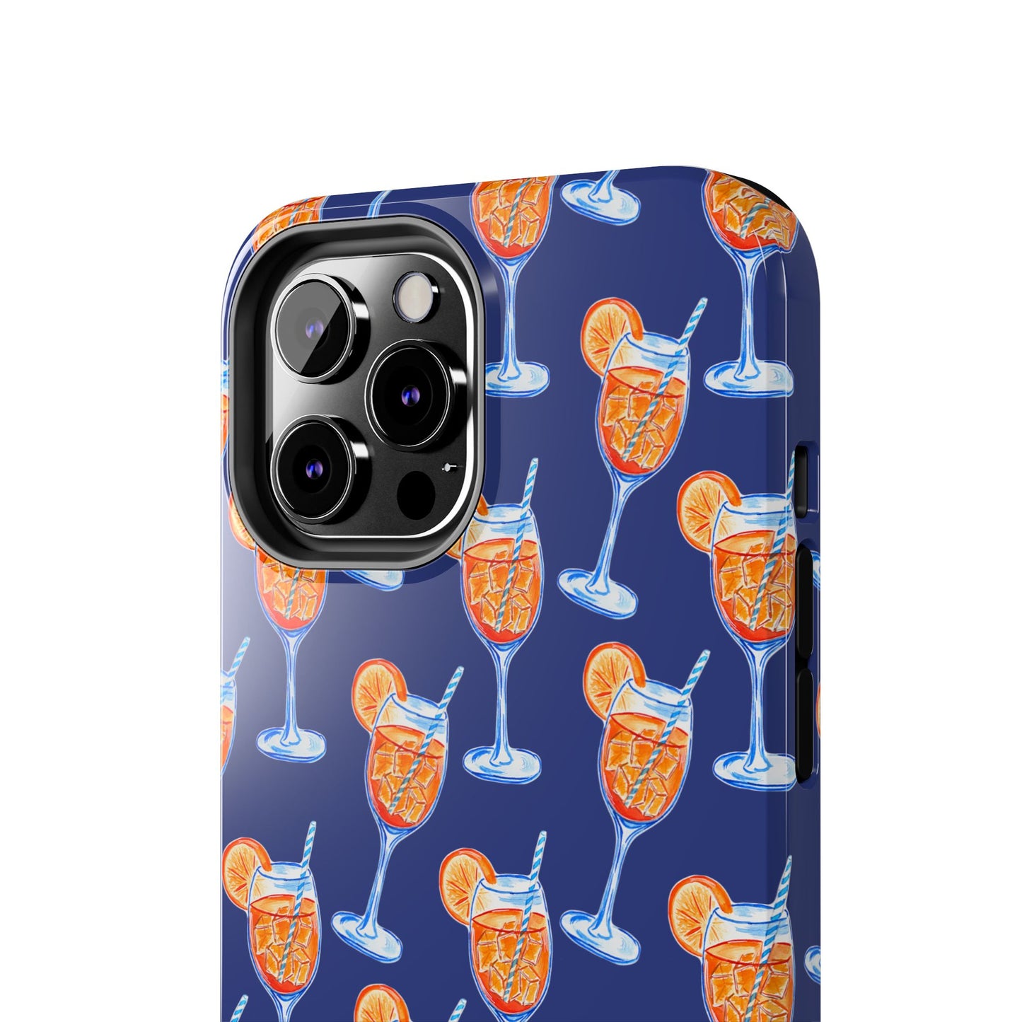 Orange & Blue Aperol Spritz Watercolor Pattern Navy Tough Case | Various Models