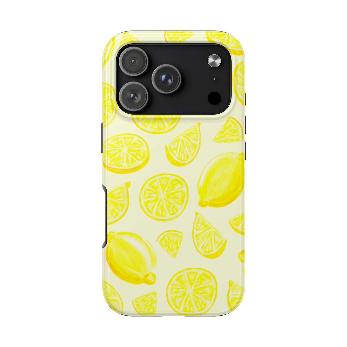 Bright Yellow Lemons Watercolor Illustrated Tossed Pattern Pale Yellow Tough Phone Case | Various Models