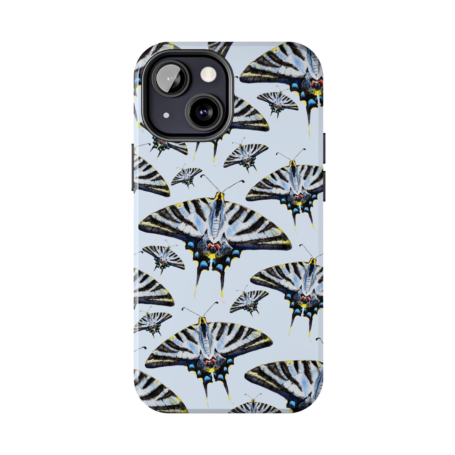 Light Blue Swallowtail Butterflies Watercolor Illustrated Pale Blue Tough Phone Case | Various Models