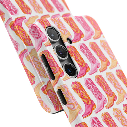 Rows of Hot Pink & Orange Cowboy Boots Tough Phone Cases | Various Models Available