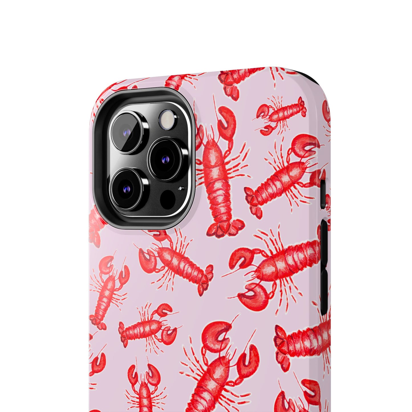 Red Lobster Watercolor Illustrated Tossed Pattern Light Pink Coastal Nautical Tough Phone Case | Various Models