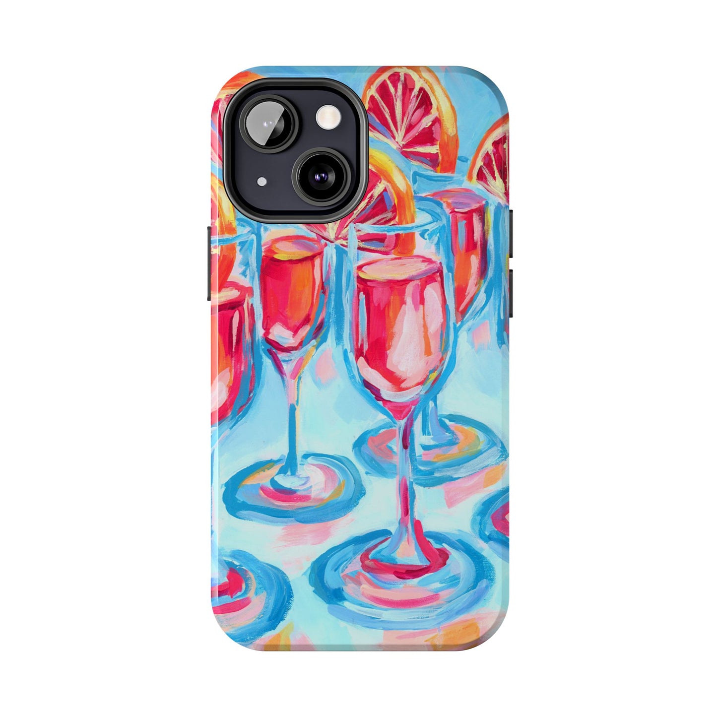 Pink Blood Orange Mimosas Blue Champagne Flute Acrylic Tough Phone Case | Various Models Available