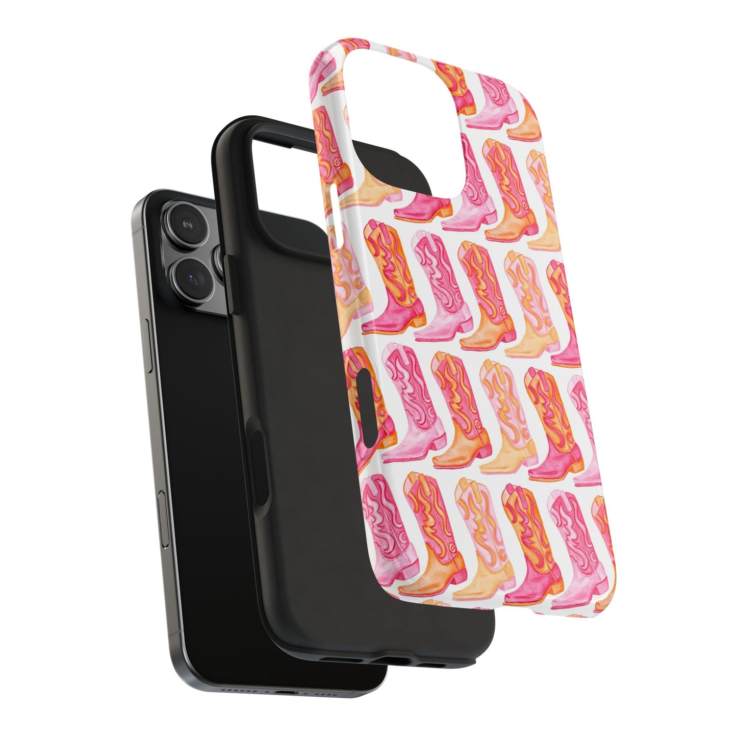 Rows of Hot Pink & Orange Cowboy Boots Tough Phone Cases | Various Models Available