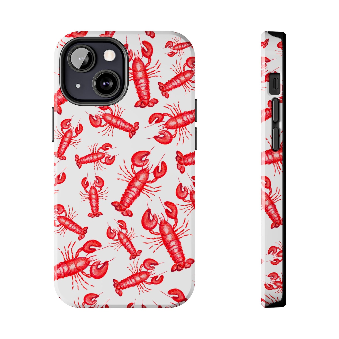 Watercolor Red Lobster Coastal Illustrated Patterned Tough Phone Case | Various Models