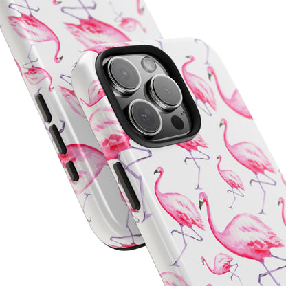 Hot Pink Flamingos Watercolor Illustrated Tossed Pattern Phone Case | Various Models