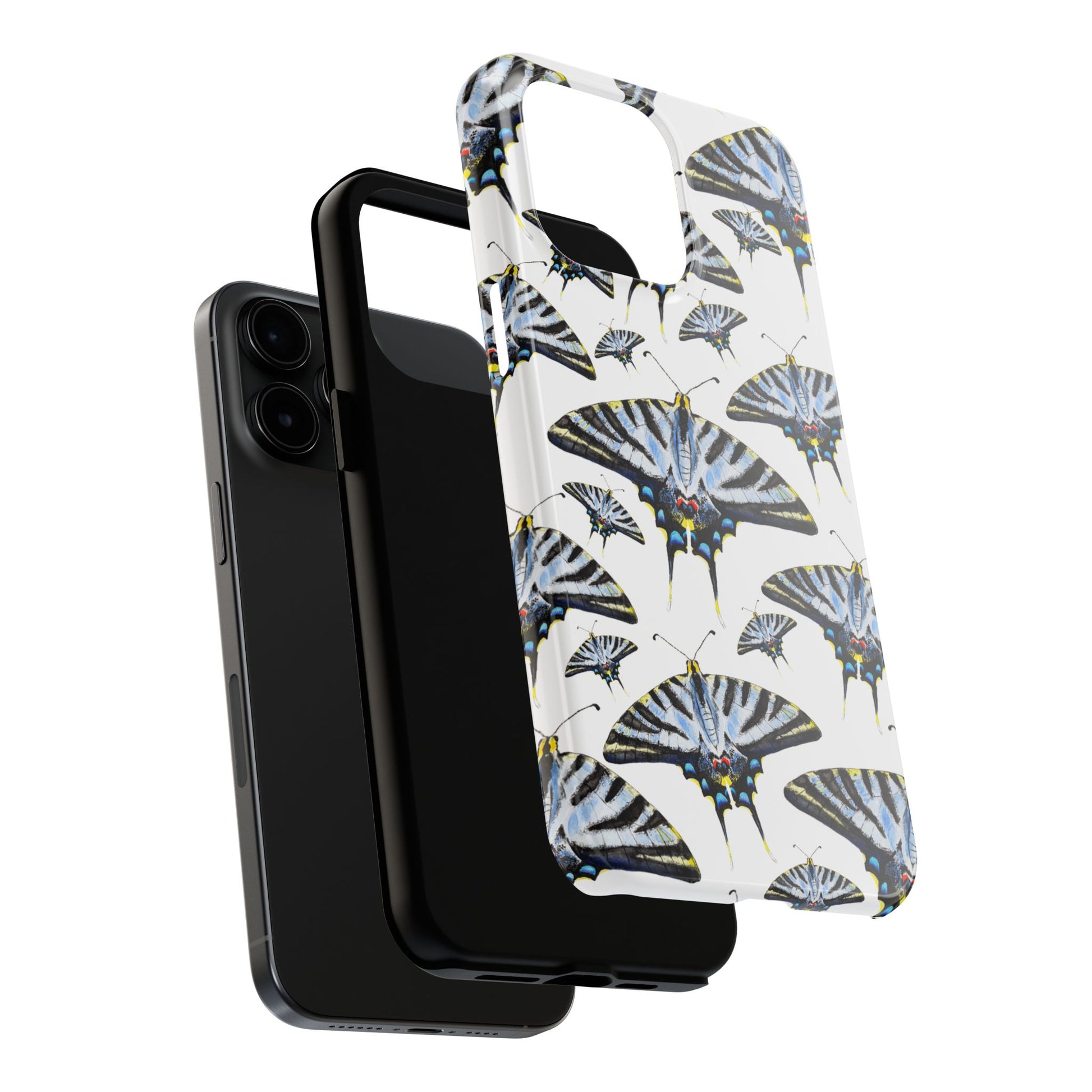 Light Blue Swallowtail Butterflies Watercolor Illustrated Pale Blue Tough Phone Case | Various Models