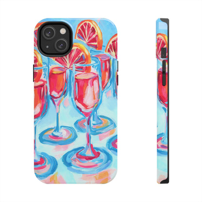Pink Blood Orange Mimosas Blue Champagne Flute Acrylic Tough Phone Case | Various Models Available