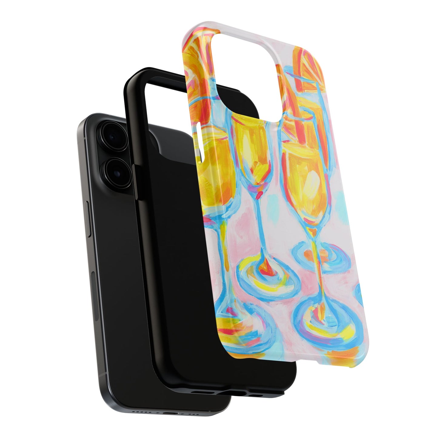 Pink Orange Mimosas Blue Champagne Flutes Abstract Acrylic Tough Phone Case | Various Models