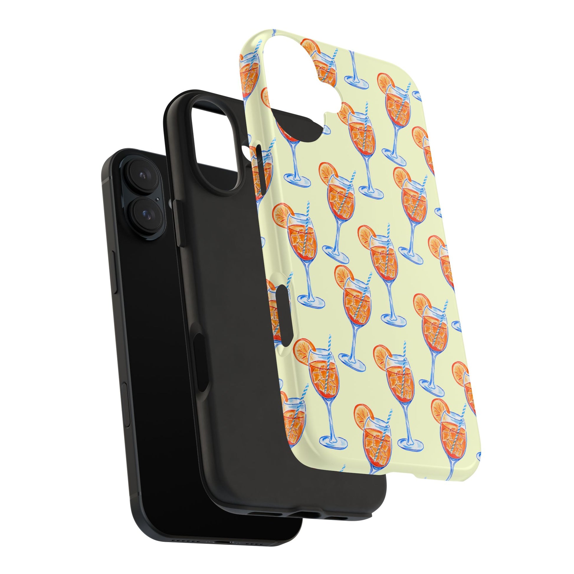 Lemon Yellow Orange & Blue Aperol Spritz Watercolor Patterned Tough Phone Case | Various Models