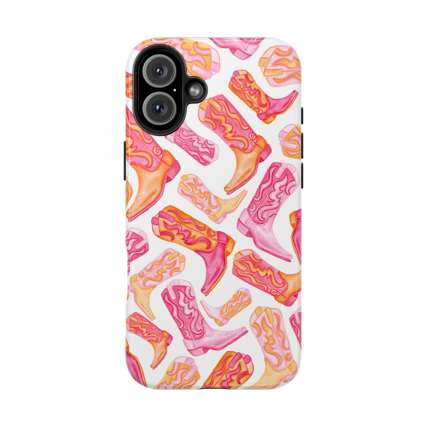 Tossed Hot Pink & Orange Cowboy Boots Tough Phone Cases | Various Models Available