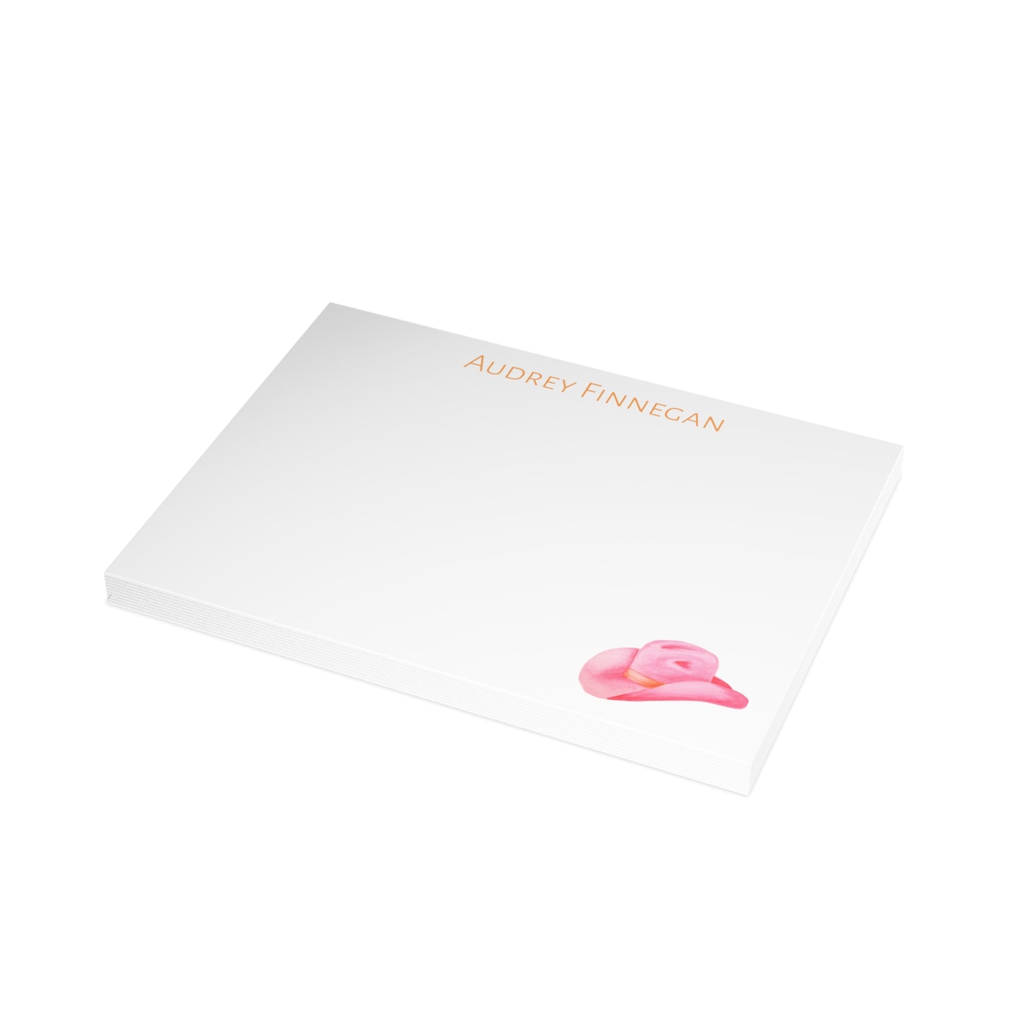 Stationery | Hot Pink & Orange Cowgirl Watercolor Cowboy Hat Personalized Custom Font Postcard Bundle Set with Envelopes | Preppy Cute Gift