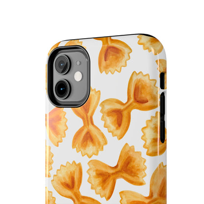 Tossed Farfalle Bow Tie Pasta Watercolor Illustrated White Tough Phone Case | Various Models