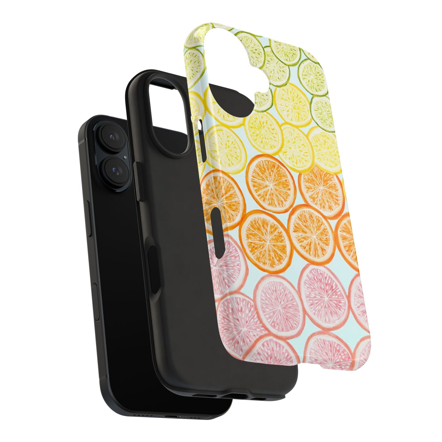 Ombré Citrus Grapefruit, Oranges, Lemons, & Limes Watercolor Illustrated Light Blue Tough Phone Case | Various Models Available