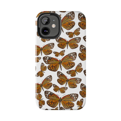 Black & Orange Butterfly Watercolor Illustrated Tossed Pattern Tough Phone Case | Various Models
