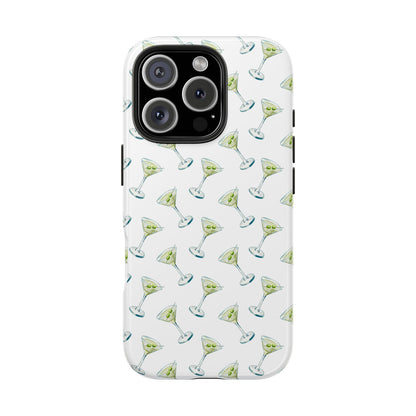 Martini Watercolor Illustrated Tossed Pattern Tough Phone Case | Various Models Available iPhone 16 Pro