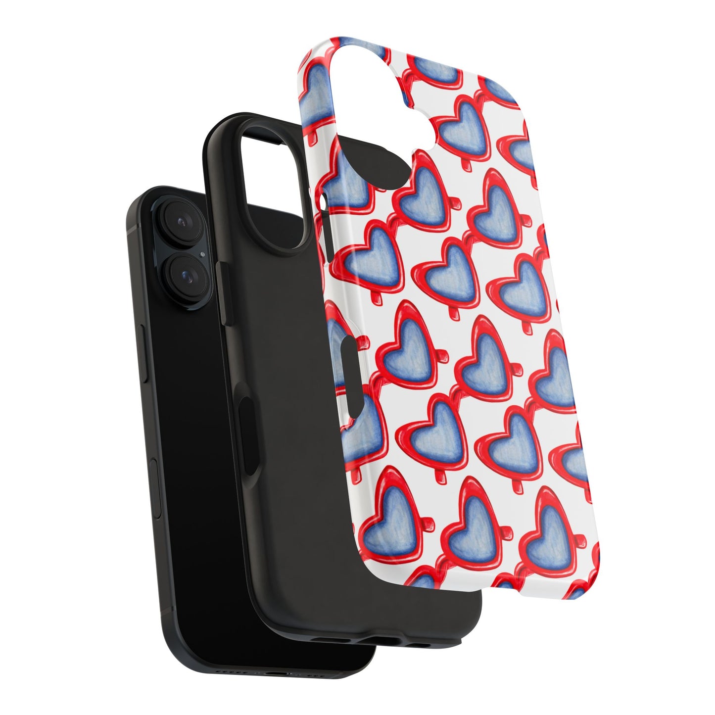 Red Heart Shaped Sunglasses Watercolor Illustrated Tough Phone Case | Various Models