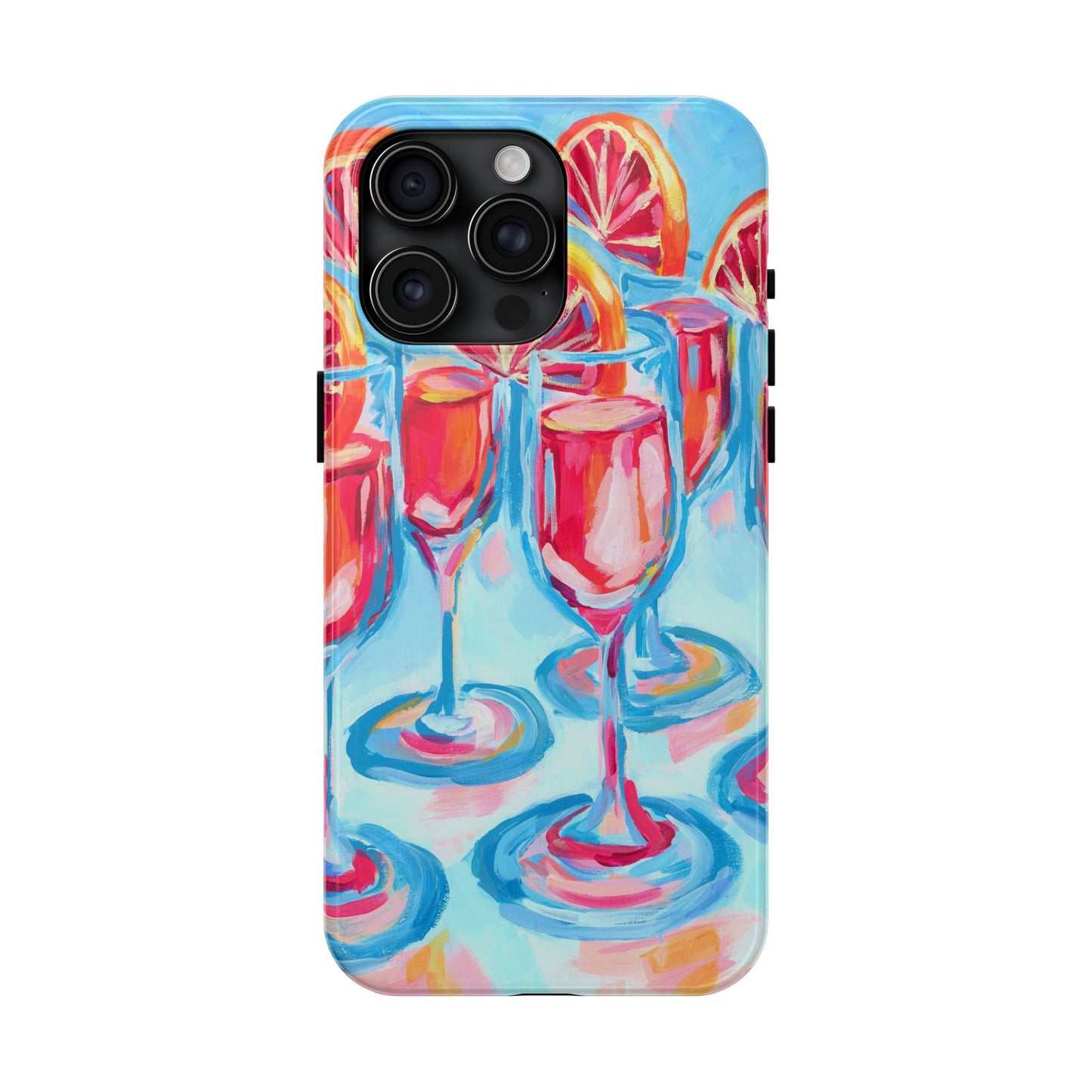 Pink Blood Orange Mimosas Blue Champagne Flute Acrylic Tough Phone Case | Various Models Available