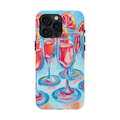 Pink Blood Orange Mimosas Blue Champagne Flute Acrylic Tough Phone Case | Various Models Available