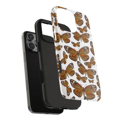 Black & Orange Butterfly Watercolor Illustrated Tossed Pattern Tough Phone Case | Various Models