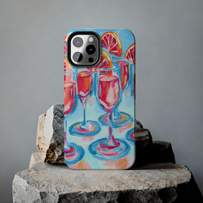 Pink Blood Orange Mimosas Blue Champagne Flute Acrylic Tough Phone Case | Various Models Available