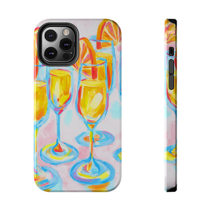 Pink Orange Mimosas Blue Champagne Flutes Abstract Acrylic Tough Phone Case | Various Models