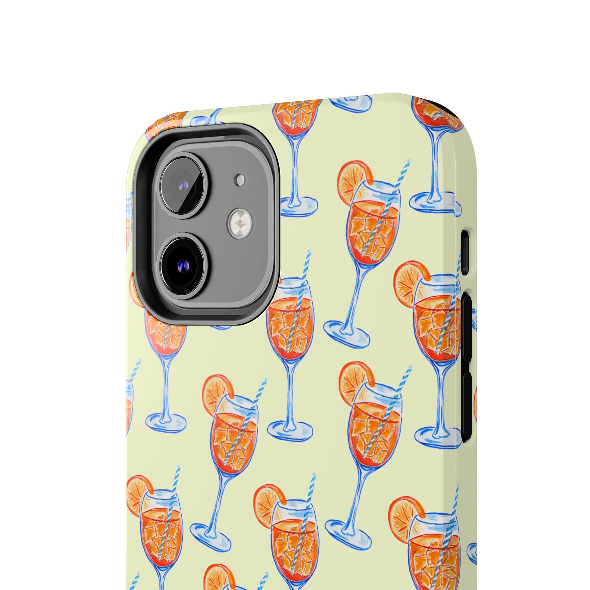 Lemon Yellow Orange & Blue Aperol Spritz Watercolor Patterned Tough Phone Case | Various Models
