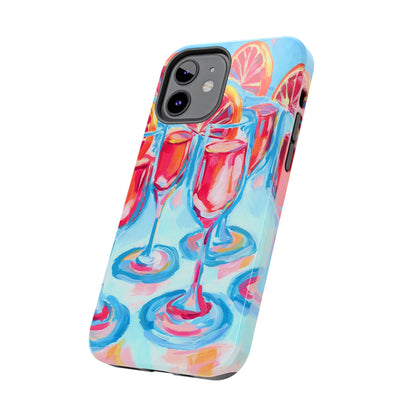 Pink Blood Orange Mimosas Blue Champagne Flute Acrylic Tough Phone Case | Various Models Available