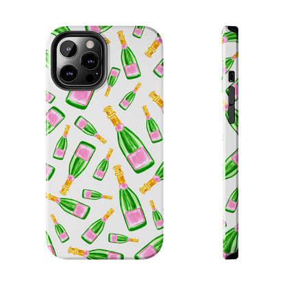 Copy of Tossed Pink and Green Watercolor Illustrated Champagne Bottles Pattern Tough Phone Case | Various Models