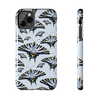 Light Blue Swallowtail Butterflies Watercolor Illustrated Pale Blue Tough Phone Case | Various Models iPhone 11 Pro Max