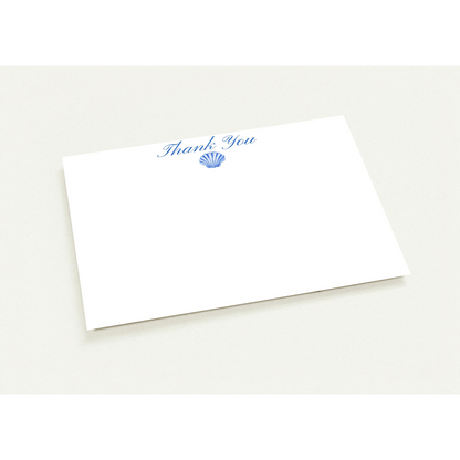 Personalized Blue or Turquoise Sea Shell Watercolor Illustrated Flat Notecards | Set of 10 Cards & Envelopes | 2 Sizes