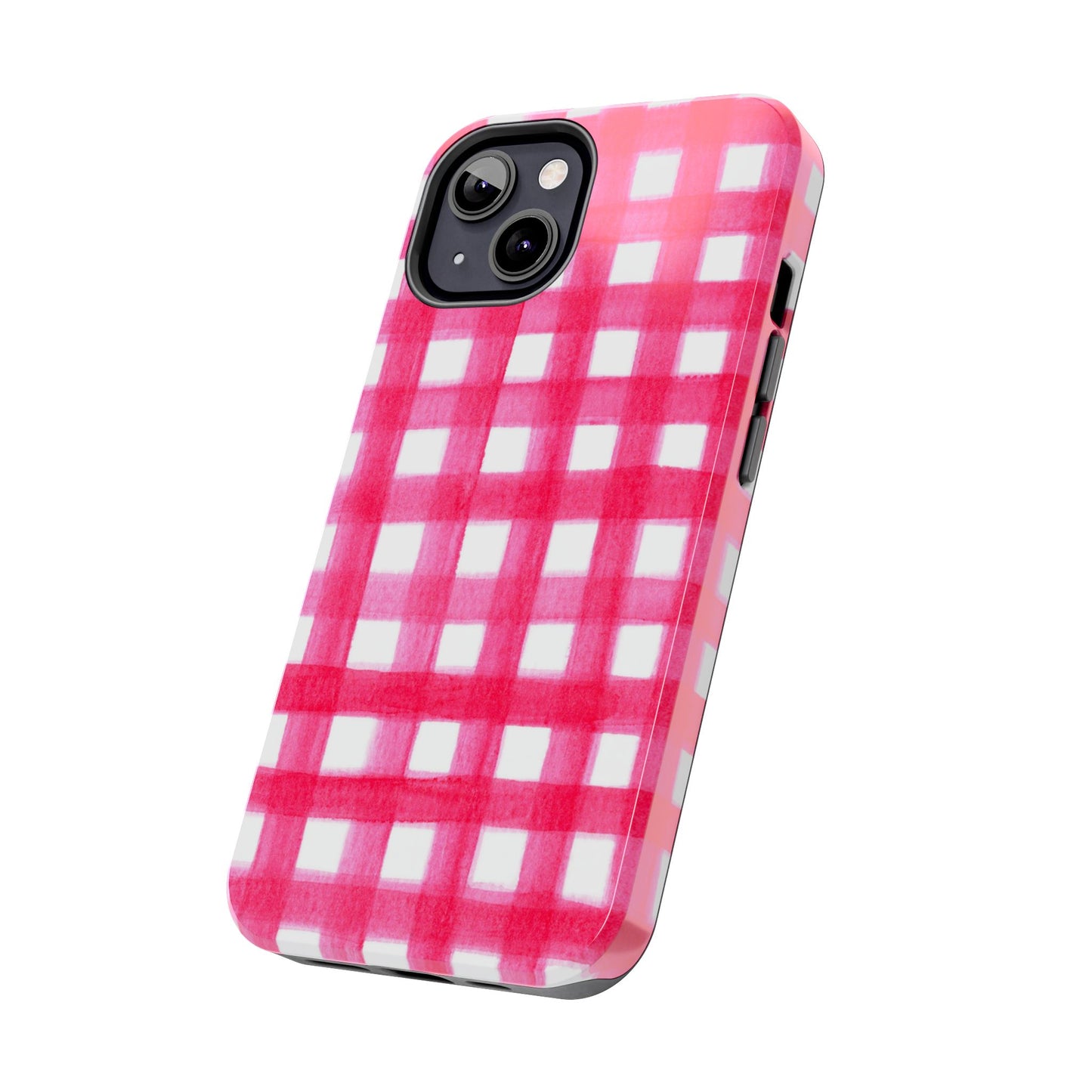 Hot Pink Gingham Watercolor Preppy Tough Phone Case | Various models