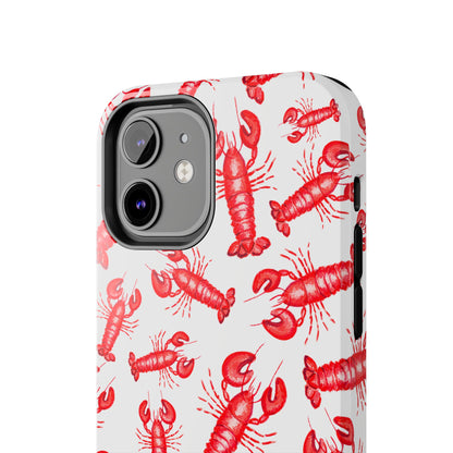 Watercolor Red Lobster Coastal Illustrated Patterned Tough Phone Case | Various Models
