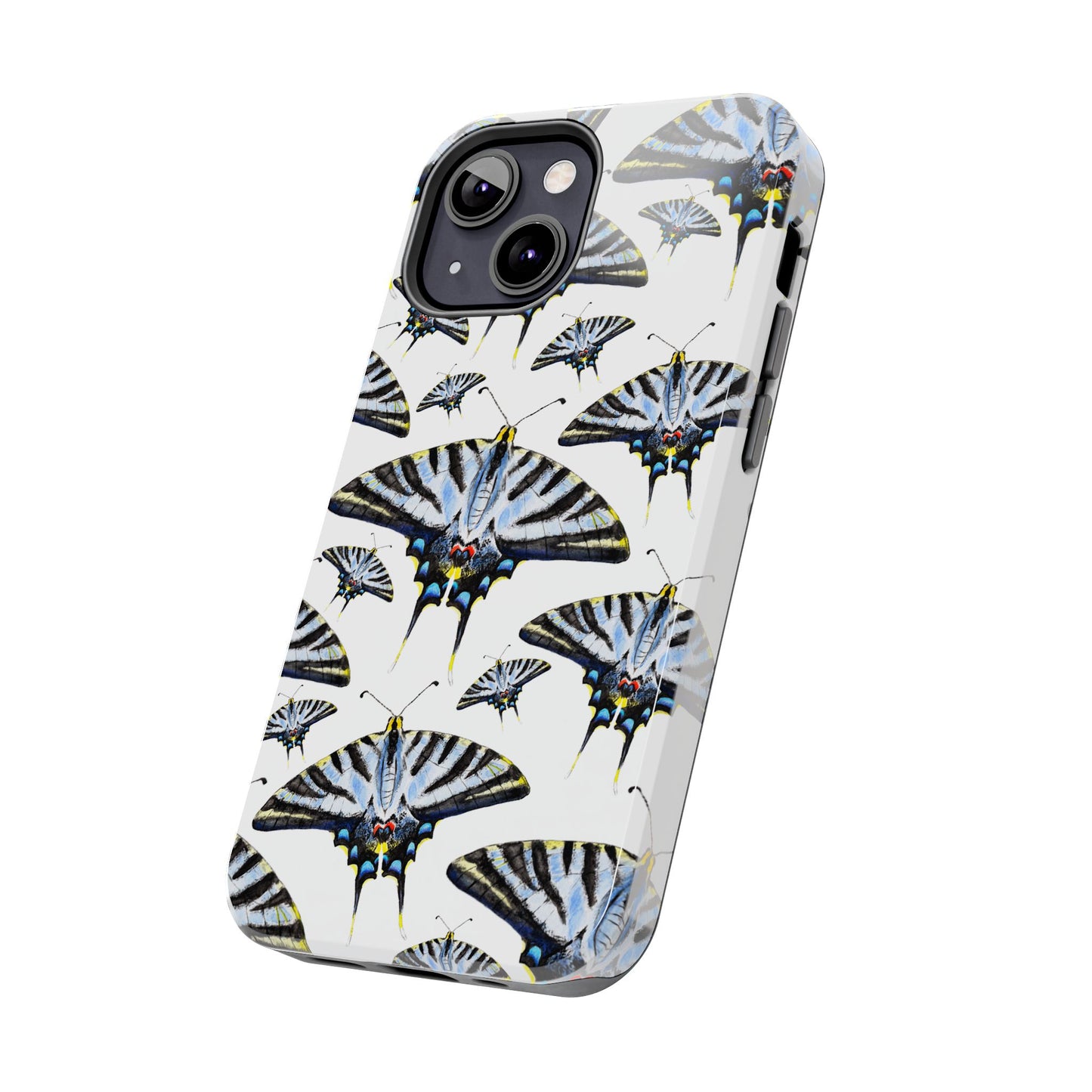 Light Blue Swallowtail Butterflies Watercolor Illustrated Pale Blue Tough Phone Case | Various Models