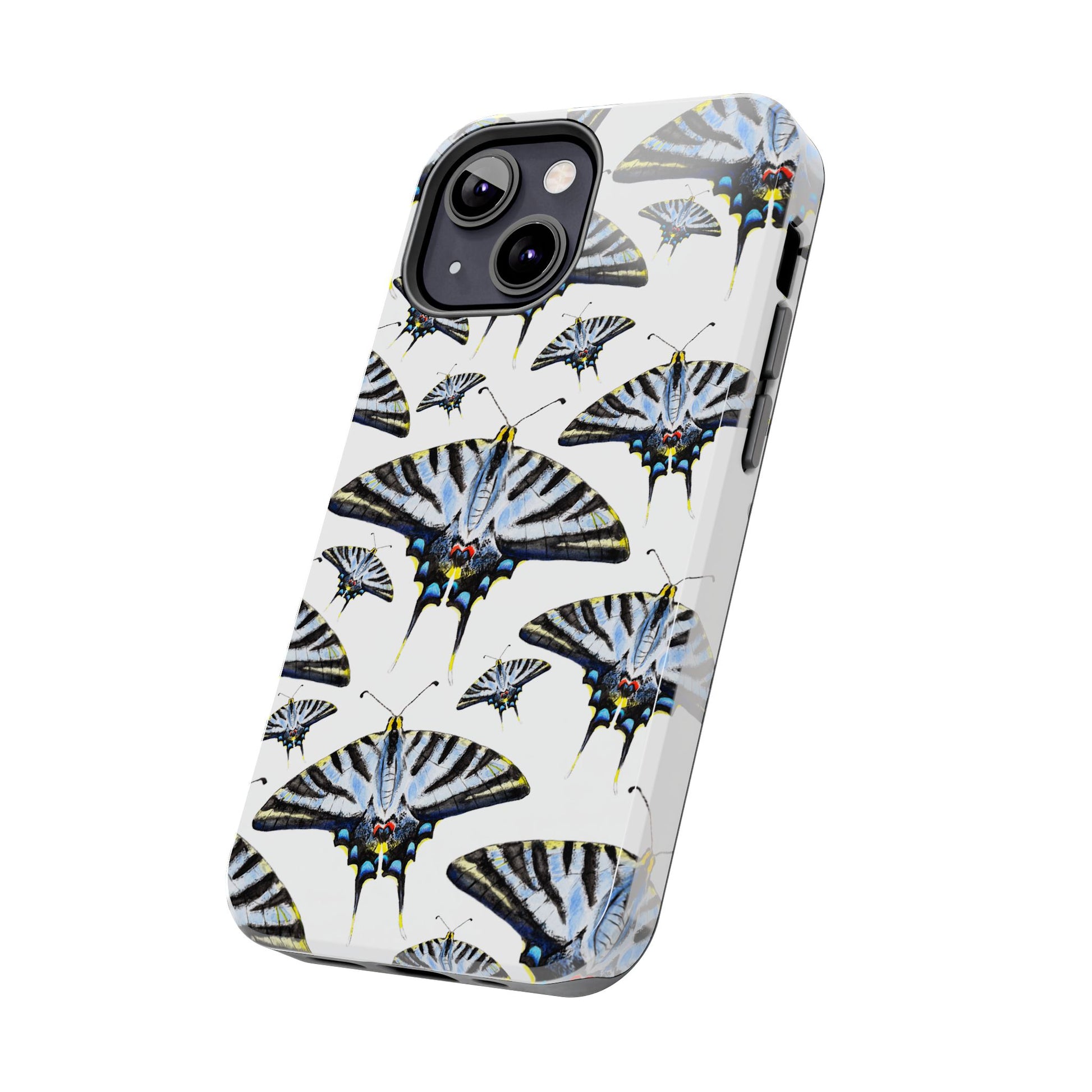 Light Blue Swallowtail Butterflies Watercolor Illustrated Pale Blue Tough Phone Case | Various Models