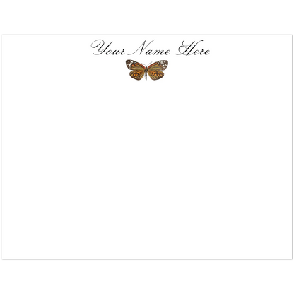 Personalized Orange & Black Butterfly Watercolor Illustrated Flat Notecards | Set of 10 Cards & Envelopes | 2 Sizes 4.25x5.5″ (SM)