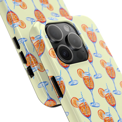 Lemon Yellow Orange & Blue Aperol Spritz Watercolor Patterned Tough Phone Case | Various Models