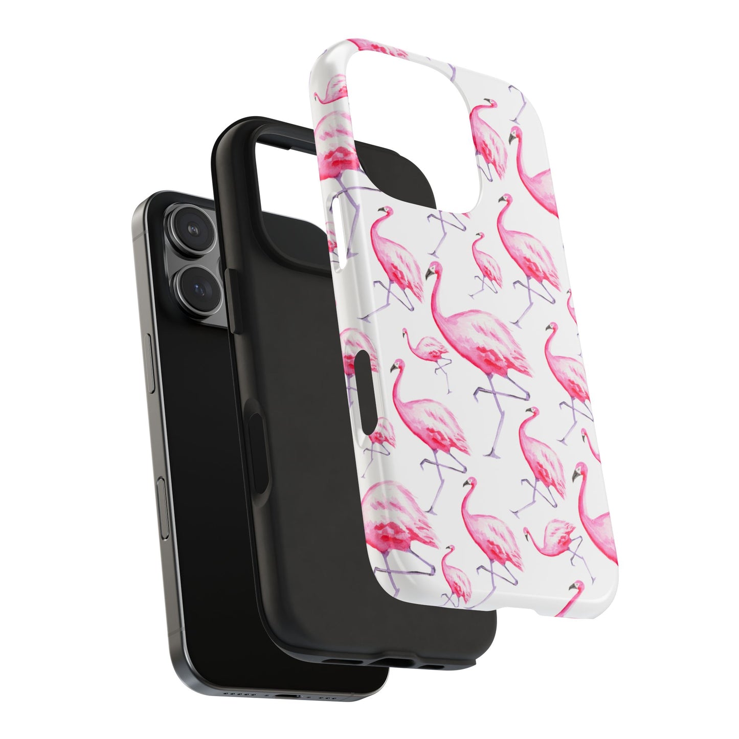 Hot Pink Flamingos Watercolor Illustrated Tossed Pattern Phone Case | Various Models