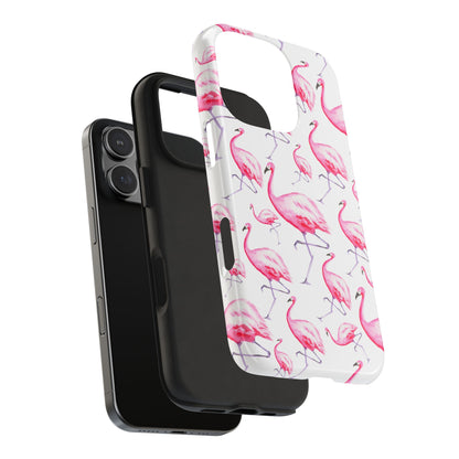 Hot Pink Flamingos Watercolor Illustrated Tossed Pattern Phone Case | Various Models