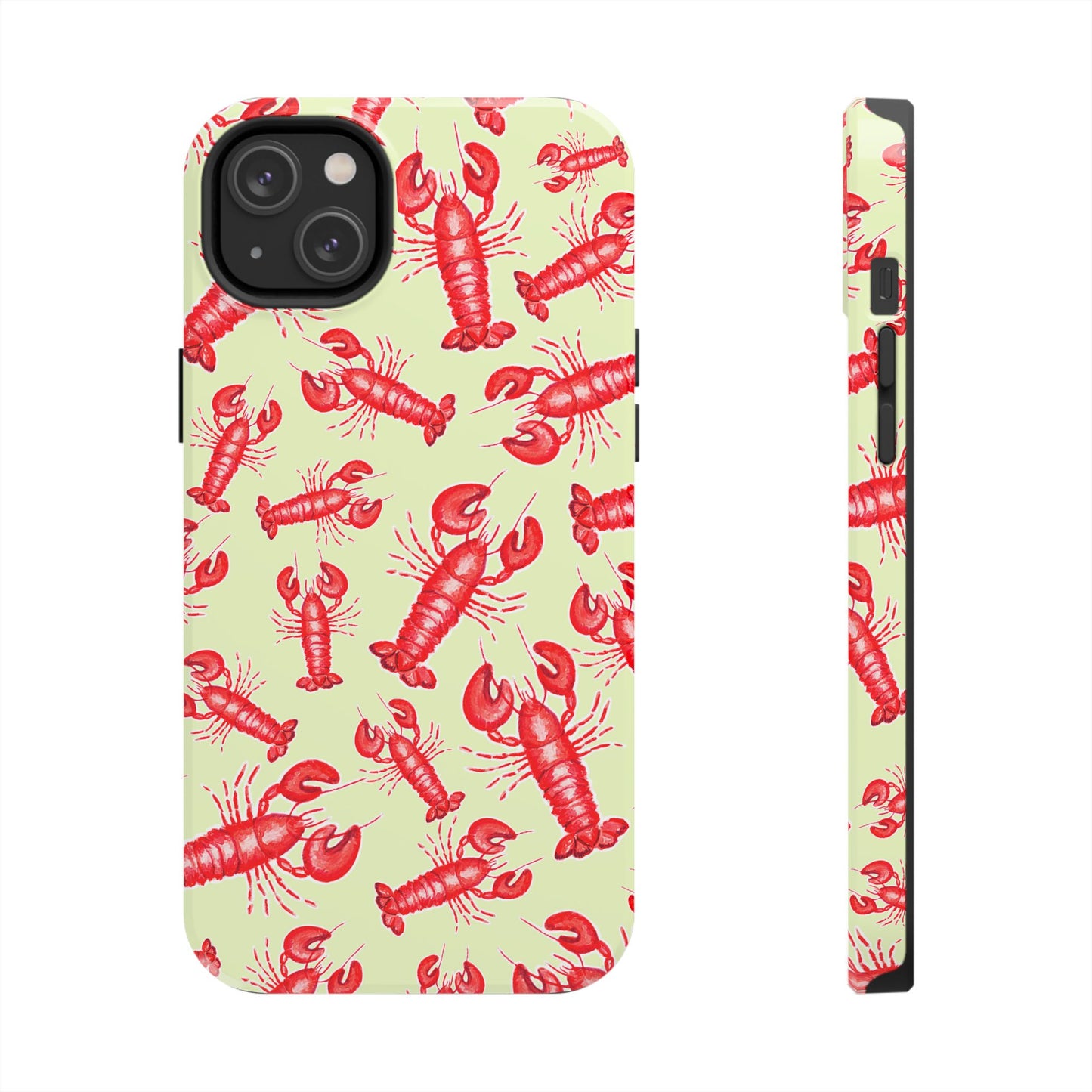 Red Lobster Watercolor Illustrated Tossed Pattern Light Yellow Tough Phone Case | Various Models