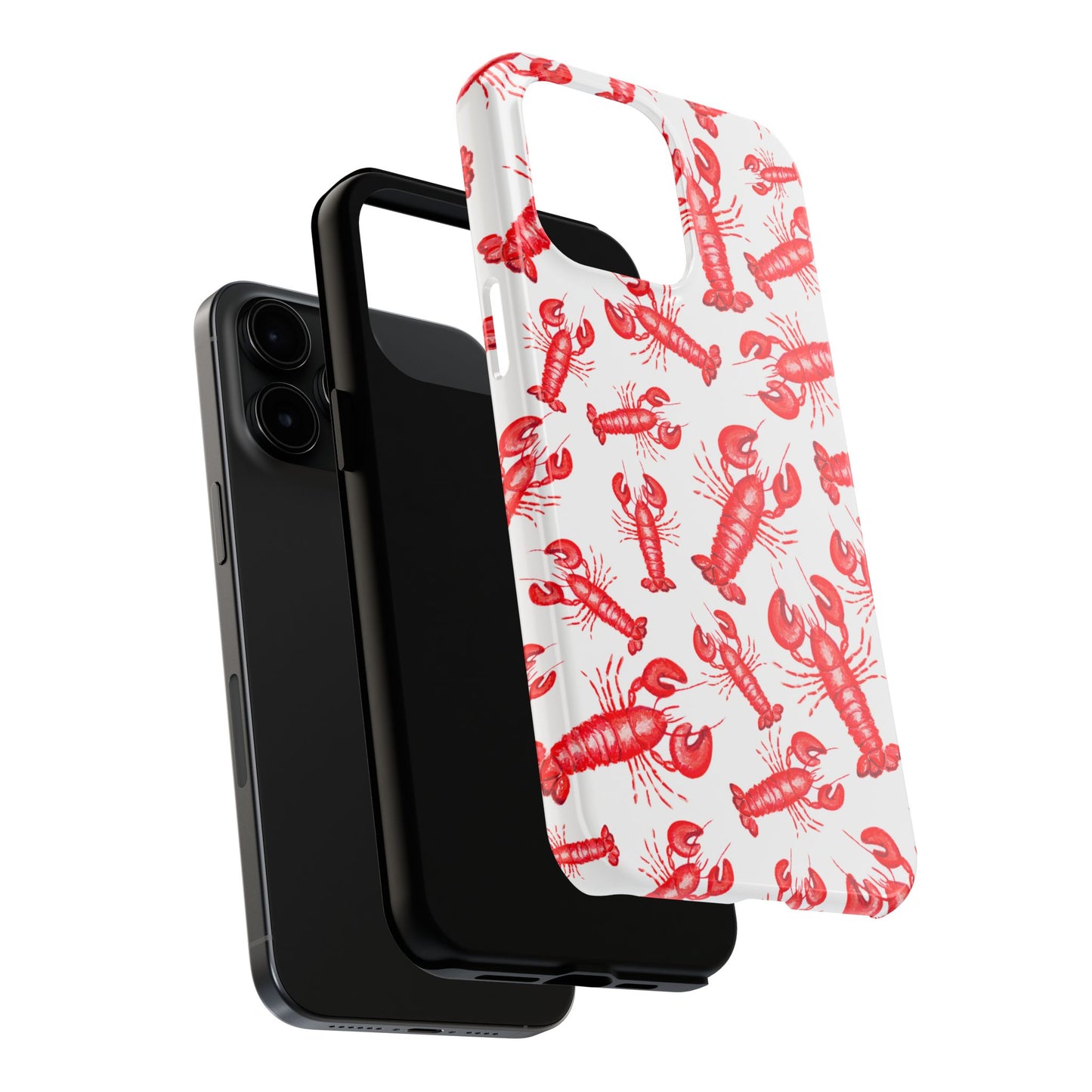 Watercolor Red Lobster Coastal Illustrated Patterned Tough Phone Case | Various Models