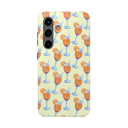 Lemon Yellow Orange & Blue Aperol Spritz Watercolor Patterned Tough Phone Case | Various Models Samsung Galaxy S24