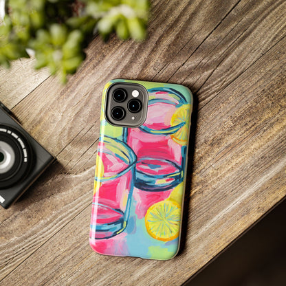 Pink Lemonade Abstract Acrylic Cocktails Tough Phone Case | Various Models Available
