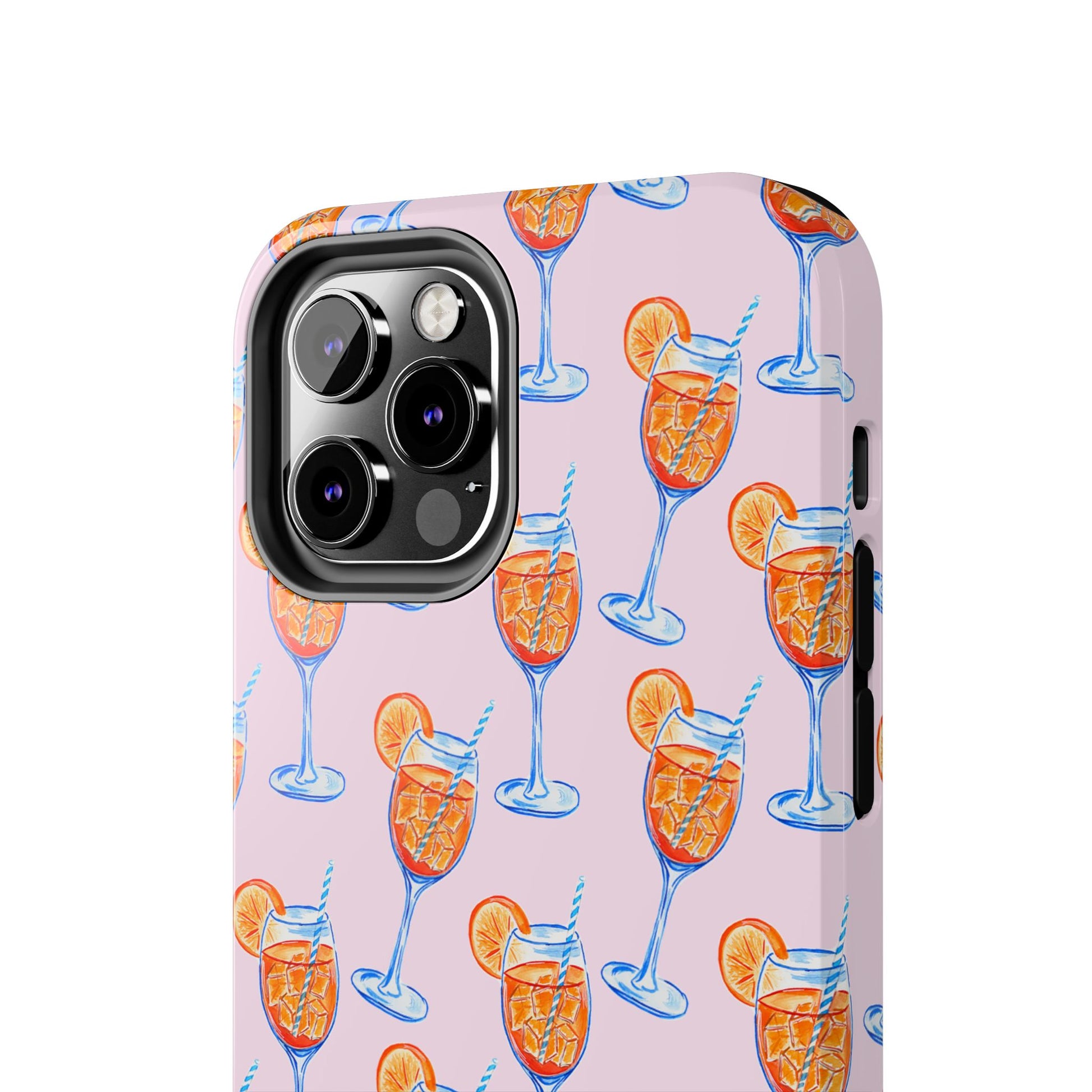 Orange & Blue Aperol Spritz Watercolor Patterned Blush Pink Tough Phone Case | Various Models
