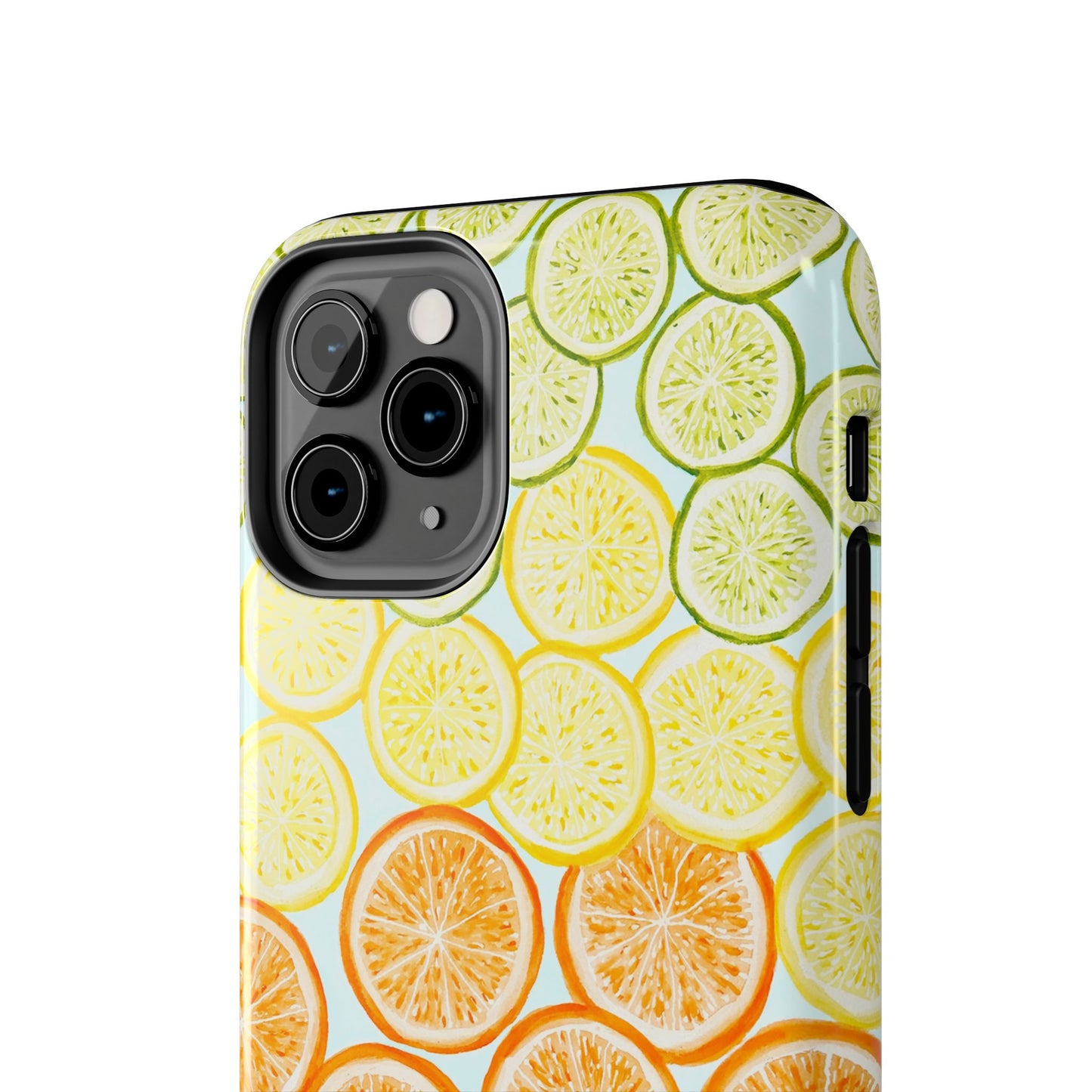 Ombré Citrus Grapefruit, Oranges, Lemons, & Limes Watercolor Illustrated Light Blue Tough Phone Case | Various Models Available