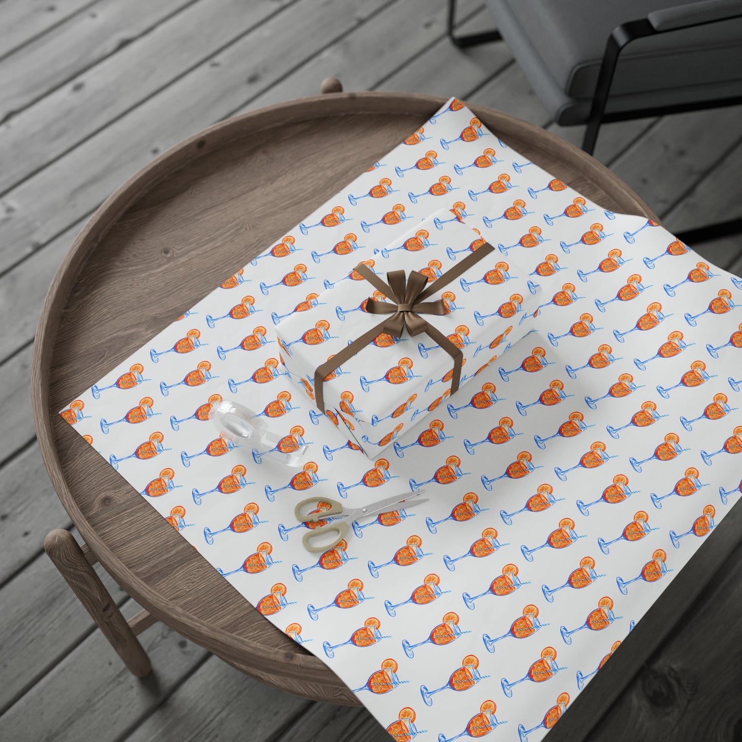 Aperol Spritz Gift Wrap Watercolor Illustrated | Matte or Glossy