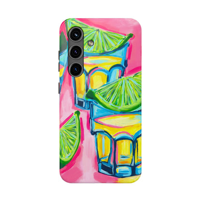 Pink Tequila Shot & Limes Acrylic Tough Phone Case | Various Models Available